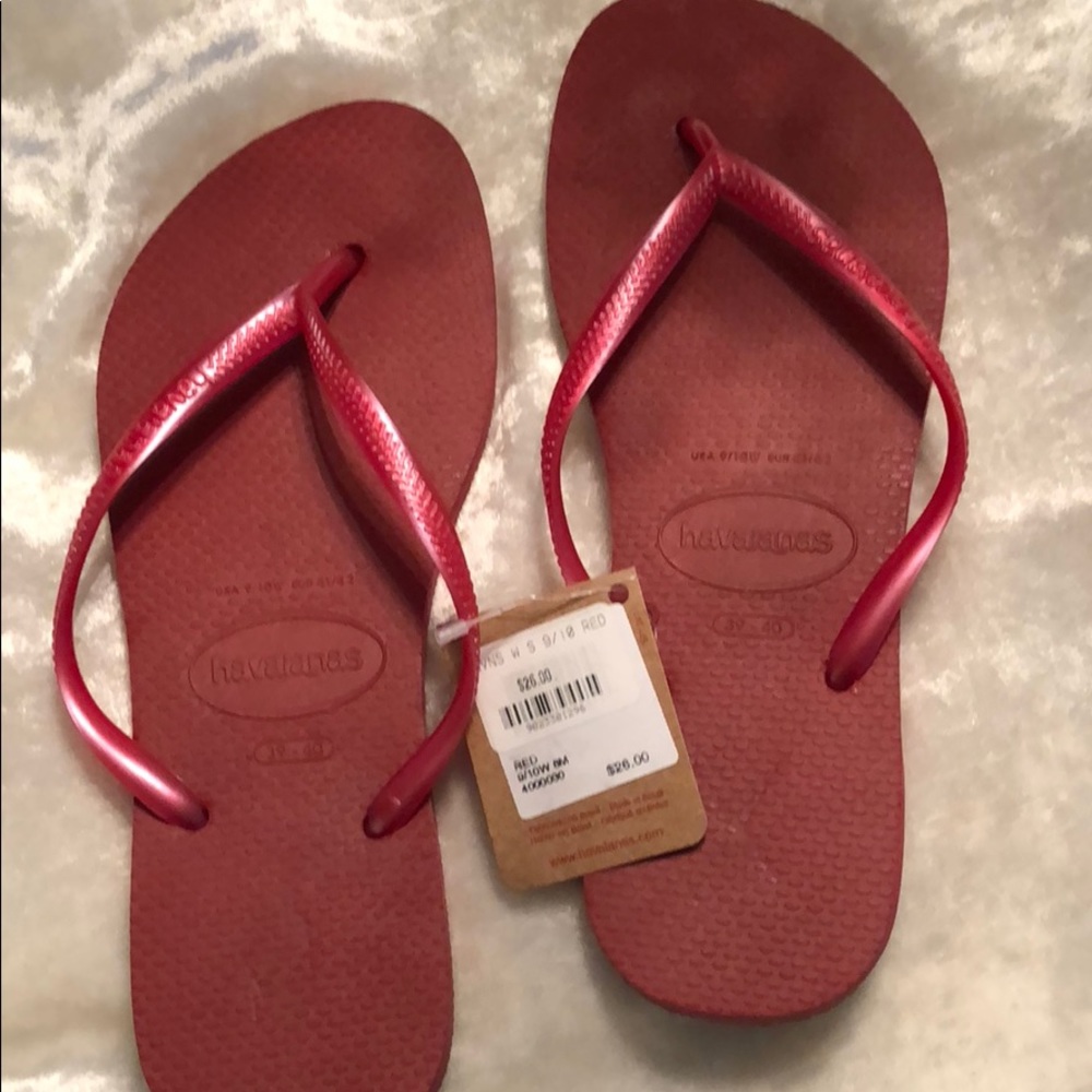 Havianas slippers red NWT